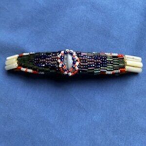 Vintage Hand Beaded Barrette with silver clip